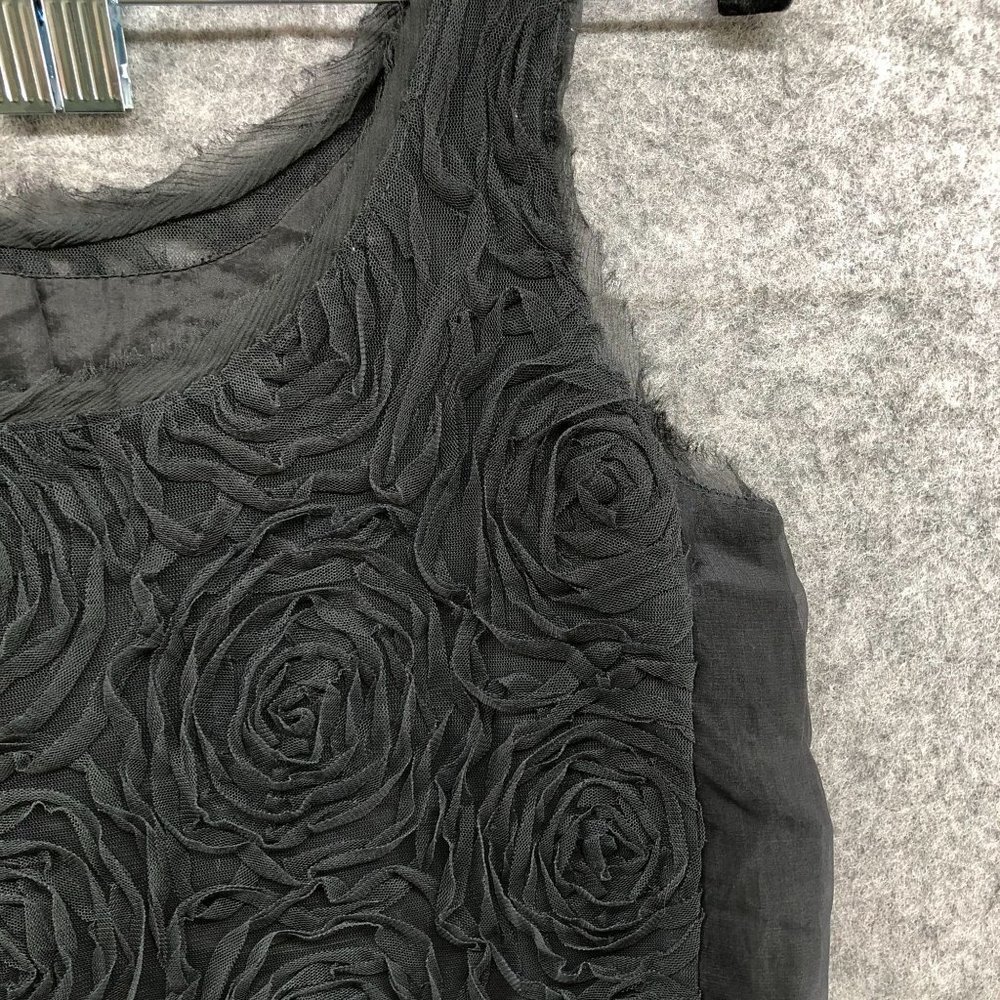 J.‎ Crew Sleeveless Mini Dress Womens 2 Black 3D Floral Applique Shift Formal - Picture 6 of 12